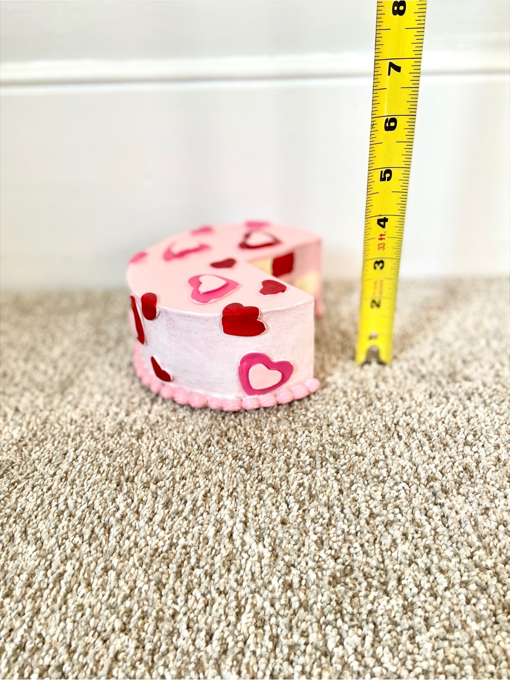 Valentines Day Faux Cake Decor Pink Hearts Red Checkerboard Tiered Tray - Picture 13 of 15